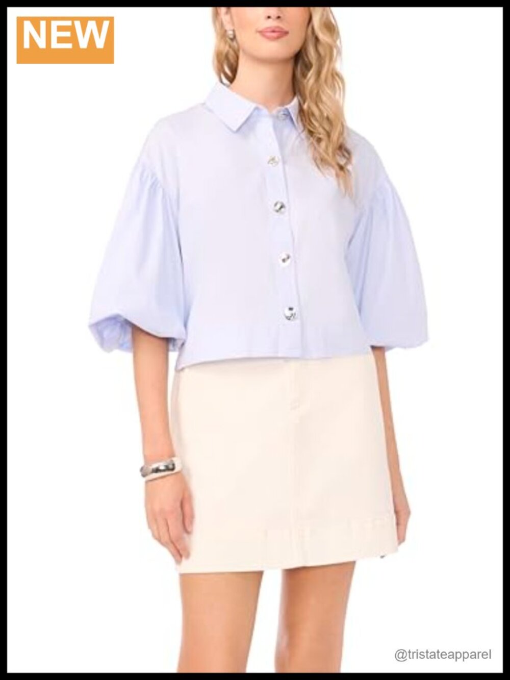 Vince Camuto Puff Sleeve Cotton Button-Up Shirt